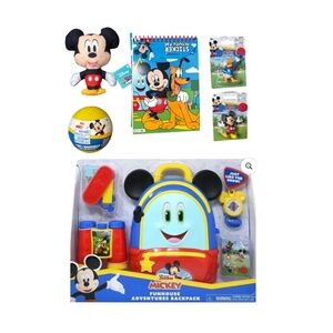 Disney Mickey Mouse Toy Bundle NIB Backpack Plush Figures Activity Set